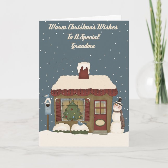 Christmas Cottage To A Special Grandma Holiday Card (Front)