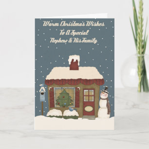 Christmas Cottage To A Special Nephew & Family Holiday Card