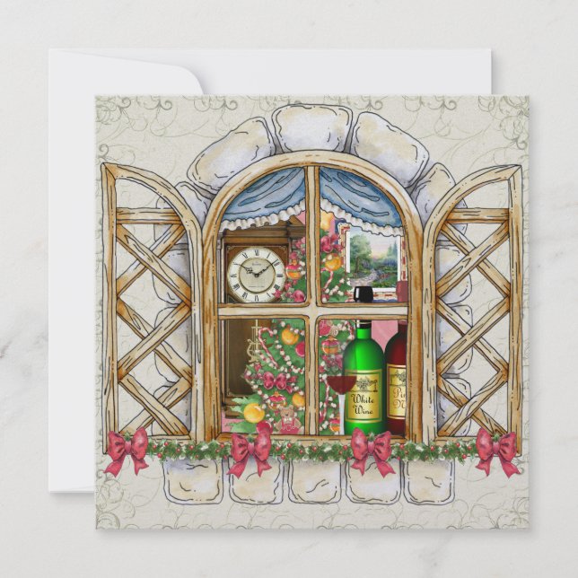 Christmas Cottage Window Invitation - SRF (Front)