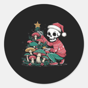 Christmas Cottagecore Skeleton Aesthetic Funny San Classic Round Sticker