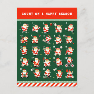 Christmas Countdown Advent Calendar Holiday Postcard