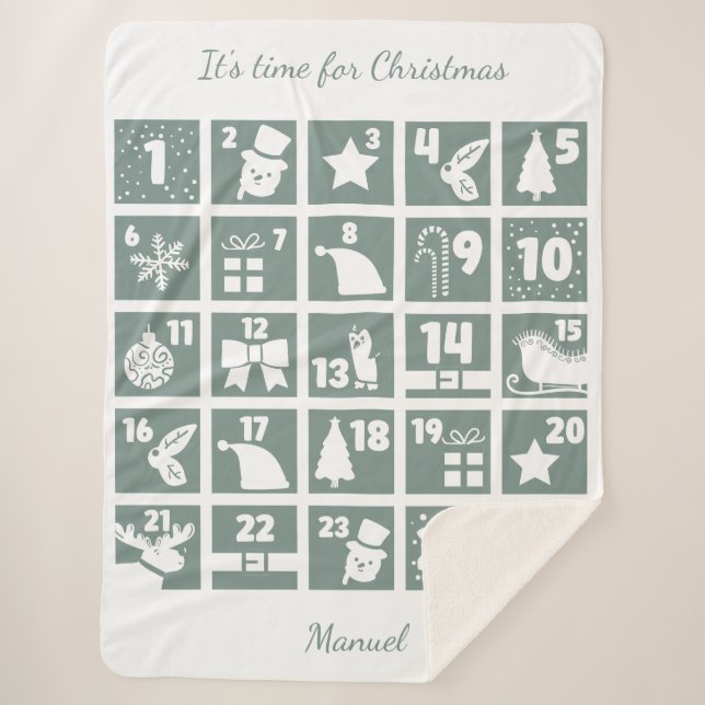 Christmas Countdown Advent Calendar  Sherpa Blanket (Front)
