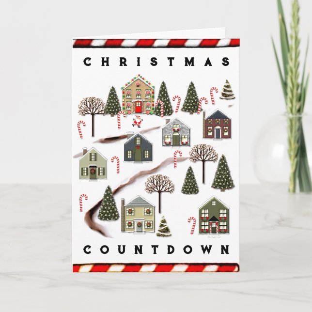 Christmas Countdown Houses Holiday Card (Front)