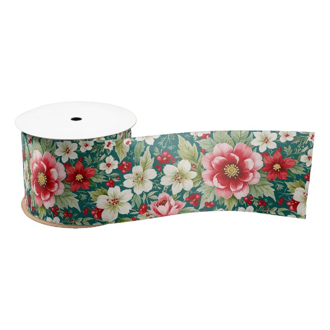 Christmas Country Garden Satin Ribbon (Spool)