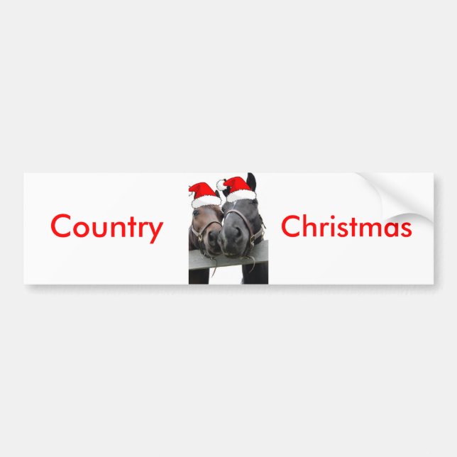 Christmas Country Horses Bumper Sticker (Front)
