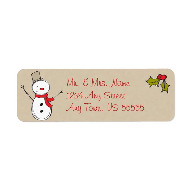 Christmas Country Snowman Address Labels (Front)