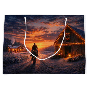 Christmas Country Western Cowboy Large Gift Bag