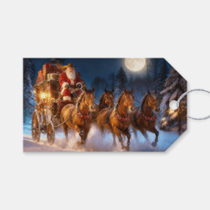 Christmas Country Western Santa Stagecoach Gift Tags