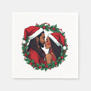 Christmas Couple - Black Love Napkin