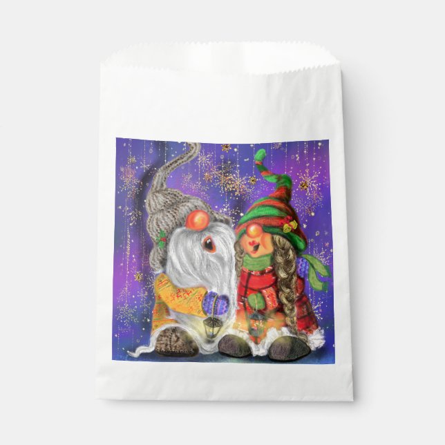 Christmas Couple Gnomes Favour Bag (Front)