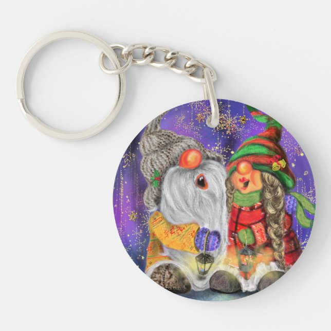 Christmas Couple Gnomes Keychain (Front)