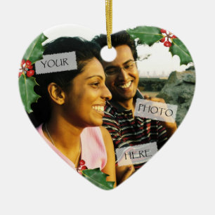 Christmas Couple Heart Photo Ornament