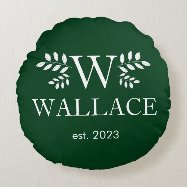 Christmas Couple holiday monogram newlywed photo  Round Cushion (Front)