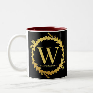 Christmas Couple holiday monogram newlywed Two-Tone Coffee Mug