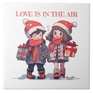 Christmas couple - Love is in the air Ceramic Tile