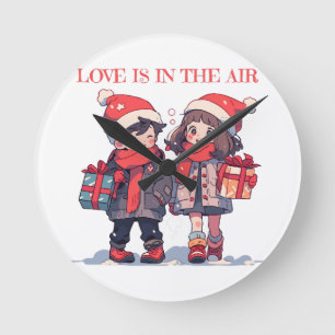 Christmas couple - Love is in the air Round Clock