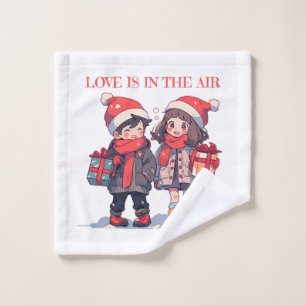 Christmas couple - Love is in the air Wash Cloth