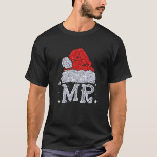 Christmas Couple Matching Mr and Mrs Santa Hat Xma T-Shirt