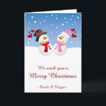 Christmas couple of snowmen funny holidays holiday card<br><div class="desc">Snowman and snowwoman funny couple greeting cards. Great for your Christmas and Winter holidays greetings.</div>