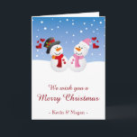 Christmas couple of snowmen funny holidays holiday card<br><div class="desc">Snowman and snowwoman funny couple greeting cards. Great for your Christmas and Winter holidays greetings.</div>