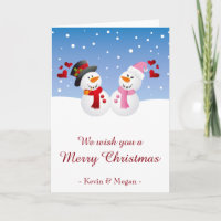 Christmas couple of snowmen funny holidays