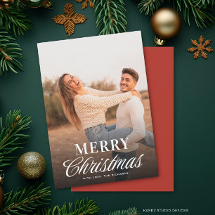 Christmas Couple Photo Modern Typography Holiday Card