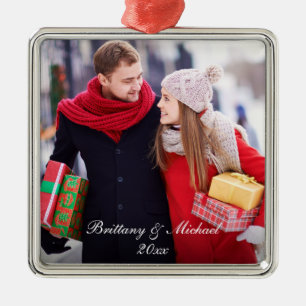 Christmas Couple Photo Ornament Year WSq