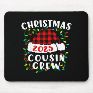 Christmas Cousin Crew 2025 Plaid Santa Hat Xmas Li Mouse Pad