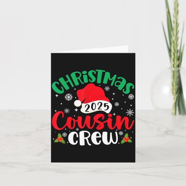 Christmas Cousin Crew 2025 Xmas Santa Hat Matching Card (Front)
