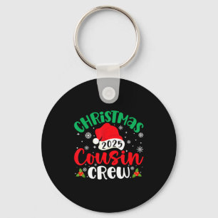 Christmas Cousin Crew 2025 Xmas Santa Hat Matching Key Ring