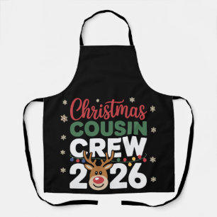 Christmas Cousin Crew 2026 Reindeer Snowflakes Apron