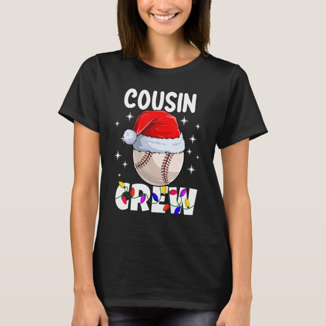 Christmas Cousin Crew Baseball Pajamas Family Xmas T-Shirt (Front)