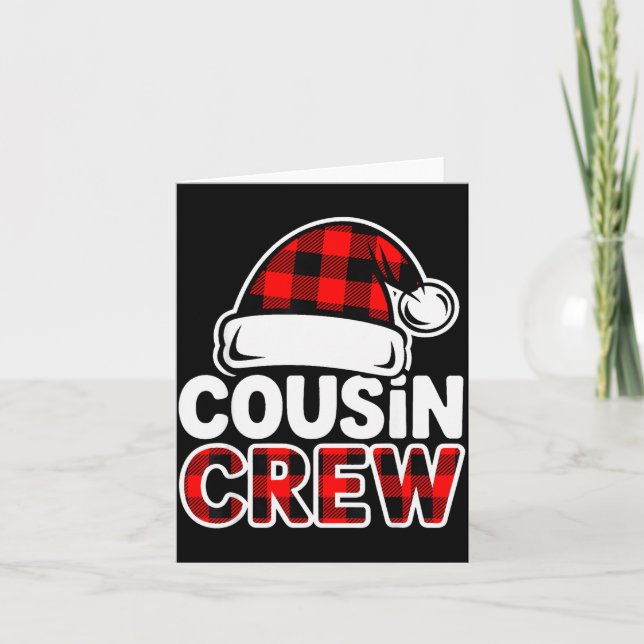 Christmas Cousin Crew Buffalo Red Plaid Pajamas Fa Card (Front)