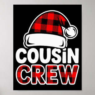 Christmas Cousin Crew Buffalo Red Plaid Pajamas Fa Poster