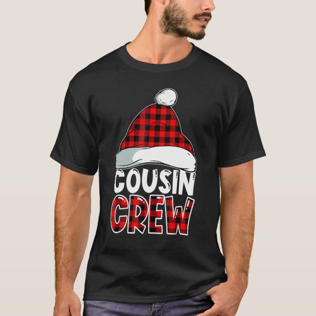 Christmas Cousin Crew Buffalo red Plaid Pajamas Fa T-Shirt (Front)