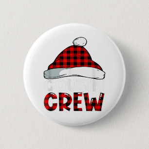 Christmas Cousin Crew Buffalo Red Plaid Pyjamas Fa 6 Cm Round Badge