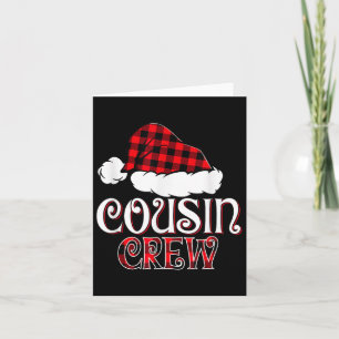 Christmas Cousin Crew Buffalo Red Plaid Santa Hat Card