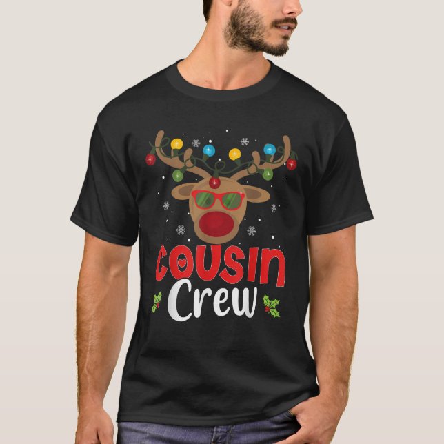 Christmas Cousin Crew Funny Reindeer Matching Paja T-Shirt (Front)