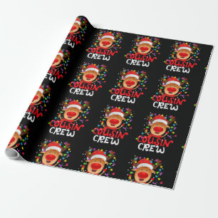 Christmas Cousin Crew Funny Reindeer Matching Paja Wrapping Paper