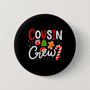 Christmas Cousin Crew Funny Santa Hat Light Kids M 6 Cm Round Badge