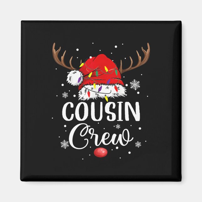 Christmas Cousin Crew Funny Santa Hat Light Kids M Magnet (Front)