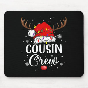 Christmas Cousin Crew Funny Santa Hat Light Kids M Mouse Pad