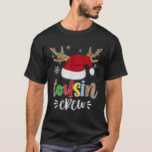 Christmas Cousin Crew Red Santa Hat Reindeer Xmas T-Shirt