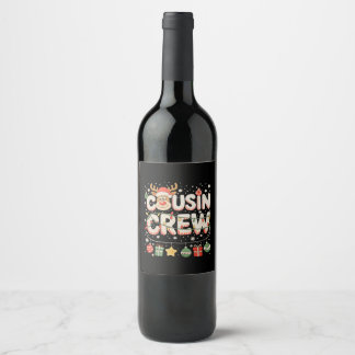 Christmas Cousin Crew Reindeer Matching Family Wine Label