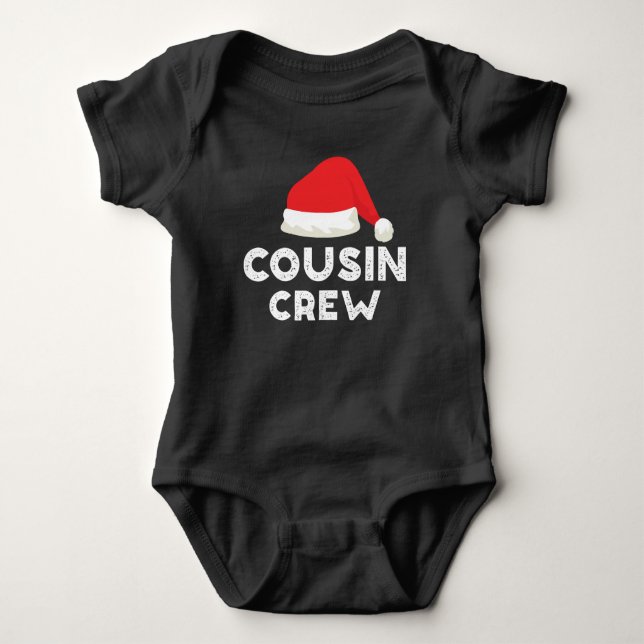 Christmas Cousin Crew - Santa Hat Baby Bodysuit (Front)