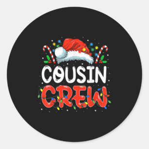 Christmas Cousin Crew Santa Hat Men Women Kids  Classic Round Sticker