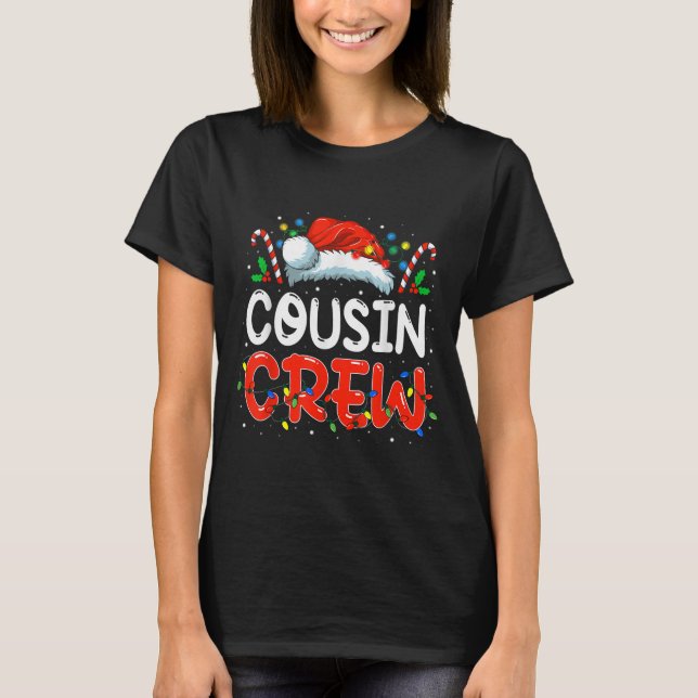Christmas Cousin Crew Santa Hat Men Women Kids  T-Shirt (Front)