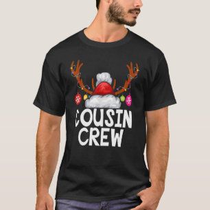 Christmas Cousin Crew Santa Hat Reindeer Antlers L T-Shirt