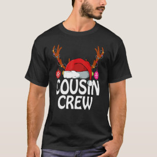Christmas Cousin Crew Santa Hat Reindeer Antlers L T-Shirt
