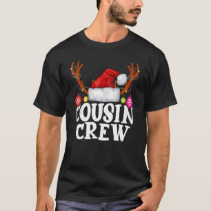 Christmas Cousin Crew Santa Hat Reindeer Antlers L T-Shirt